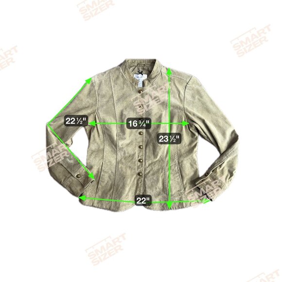 Live A Little Womens Leather Button Up Jacket Beige Size 16 Mandarian Collar Vtg - Picture 2 of 7